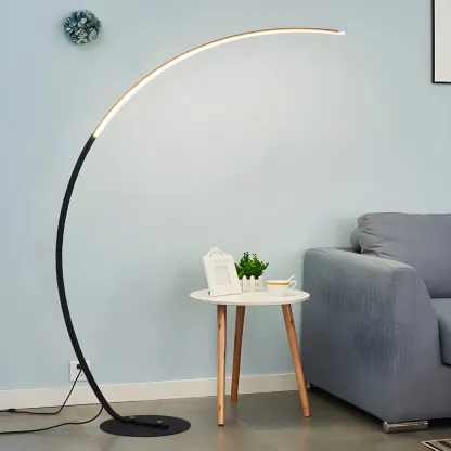 Stylish Silica Gel Metal Linear Arc LED Floor Lamp Image - 4