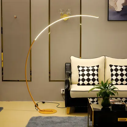 Stylish Silica Gel Metal Linear Arc LED Floor Lamp Image - 14