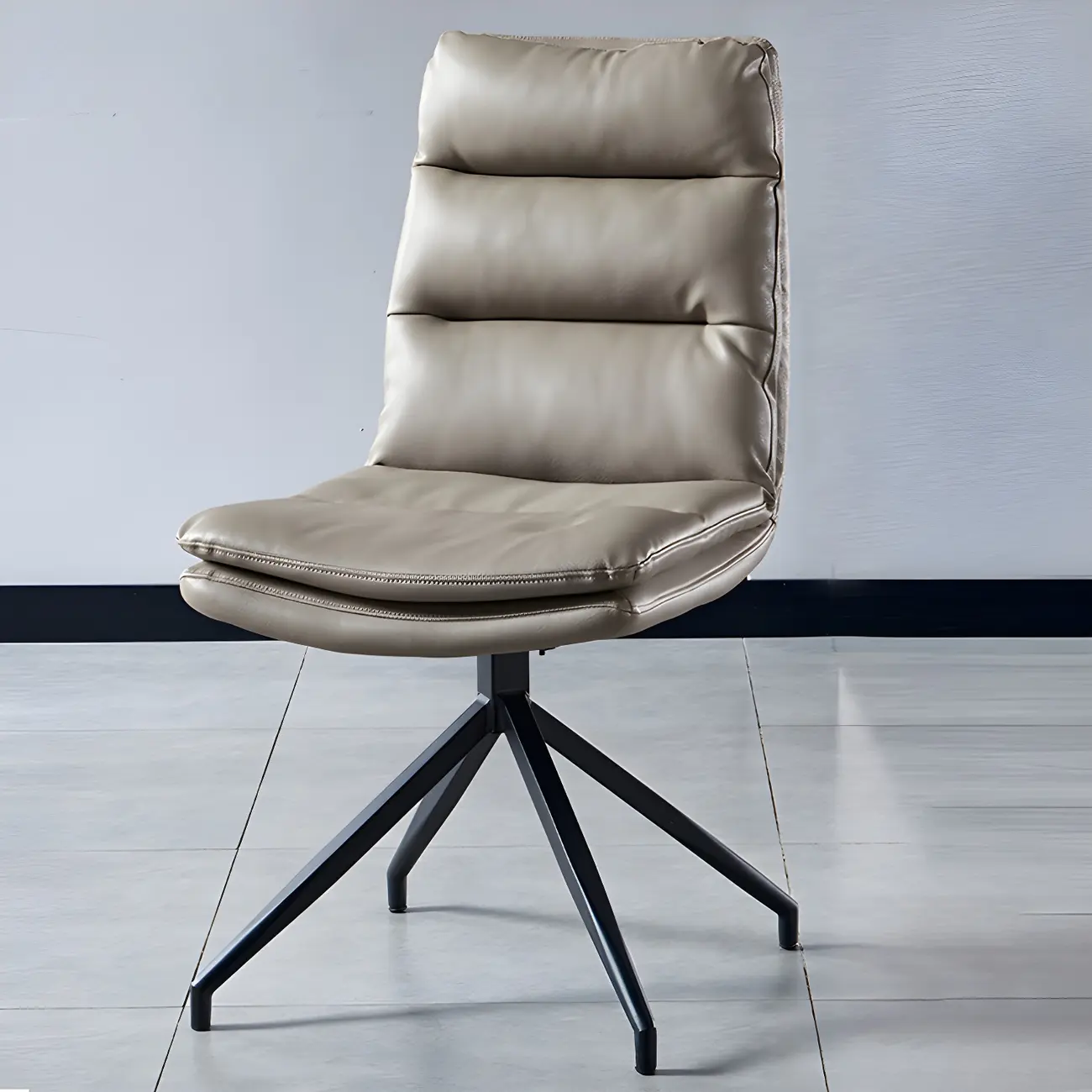 High Back Swivel Faux Leather Armless Dining Chairs Image - 1 | homeyfad