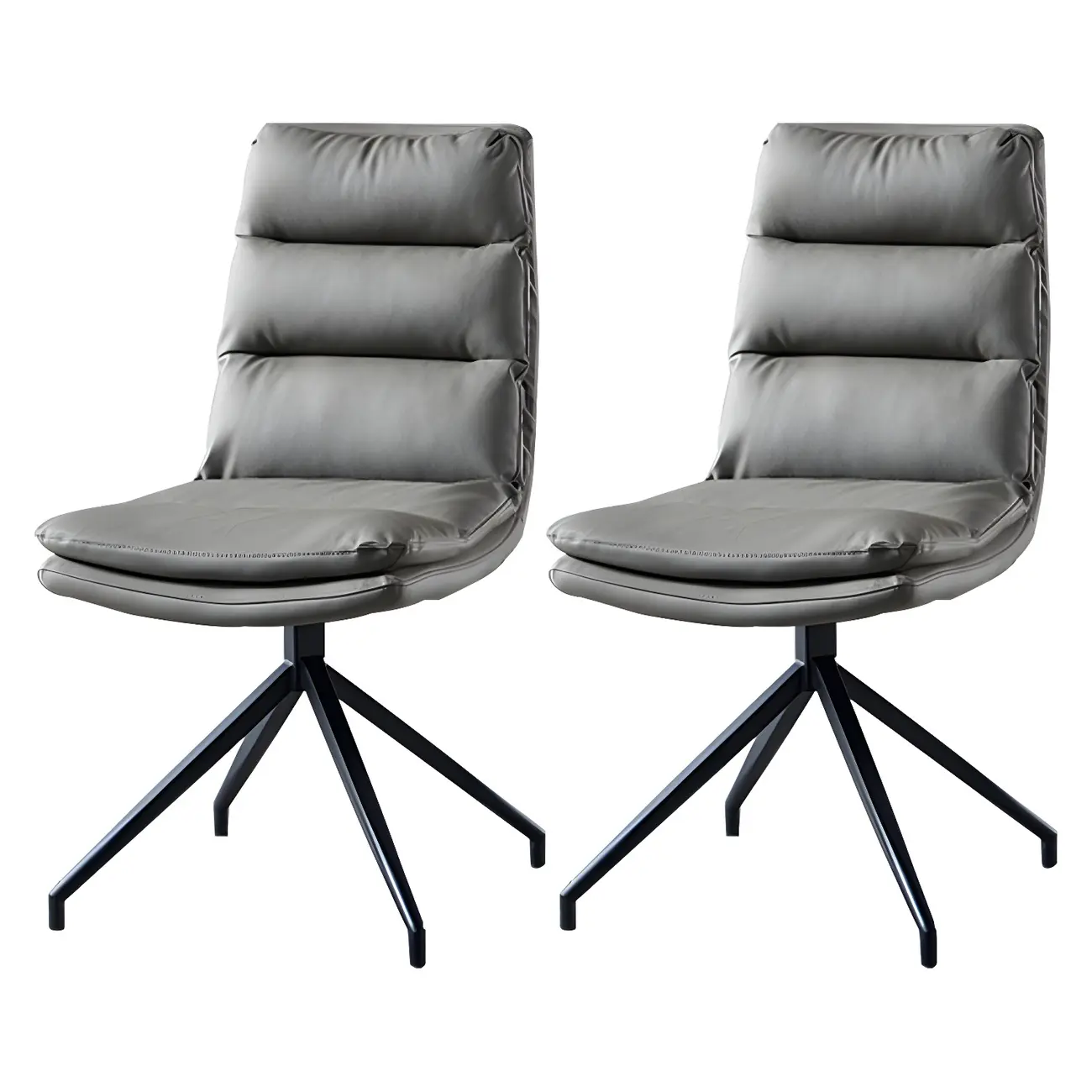 High Back Swivel Faux Leather Armless Dining Chairs Image - 4 | homeyfad