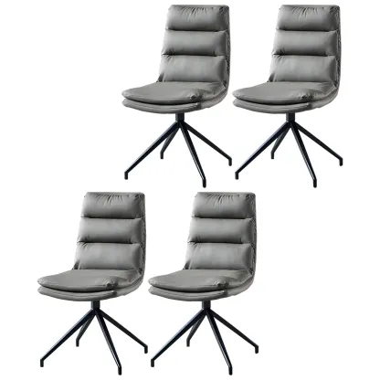 High Back Swivel Faux Leather Armless Dining Chairs Image - 6