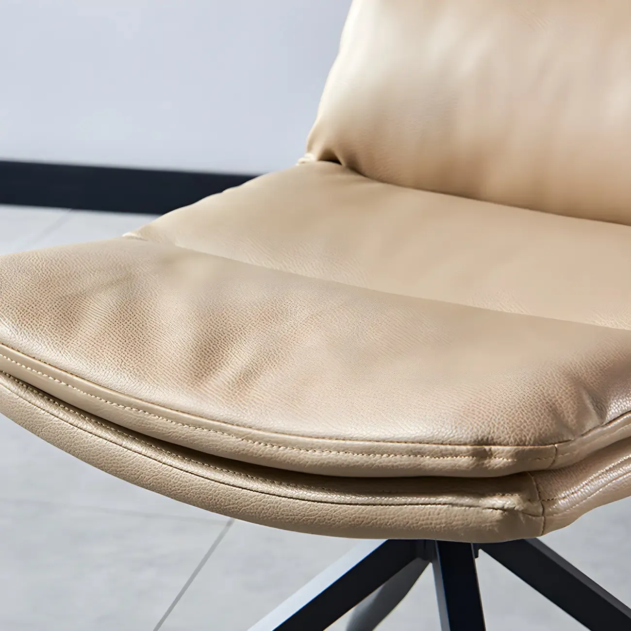 High Back Swivel Faux Leather Armless Dining Chairs Image - 11