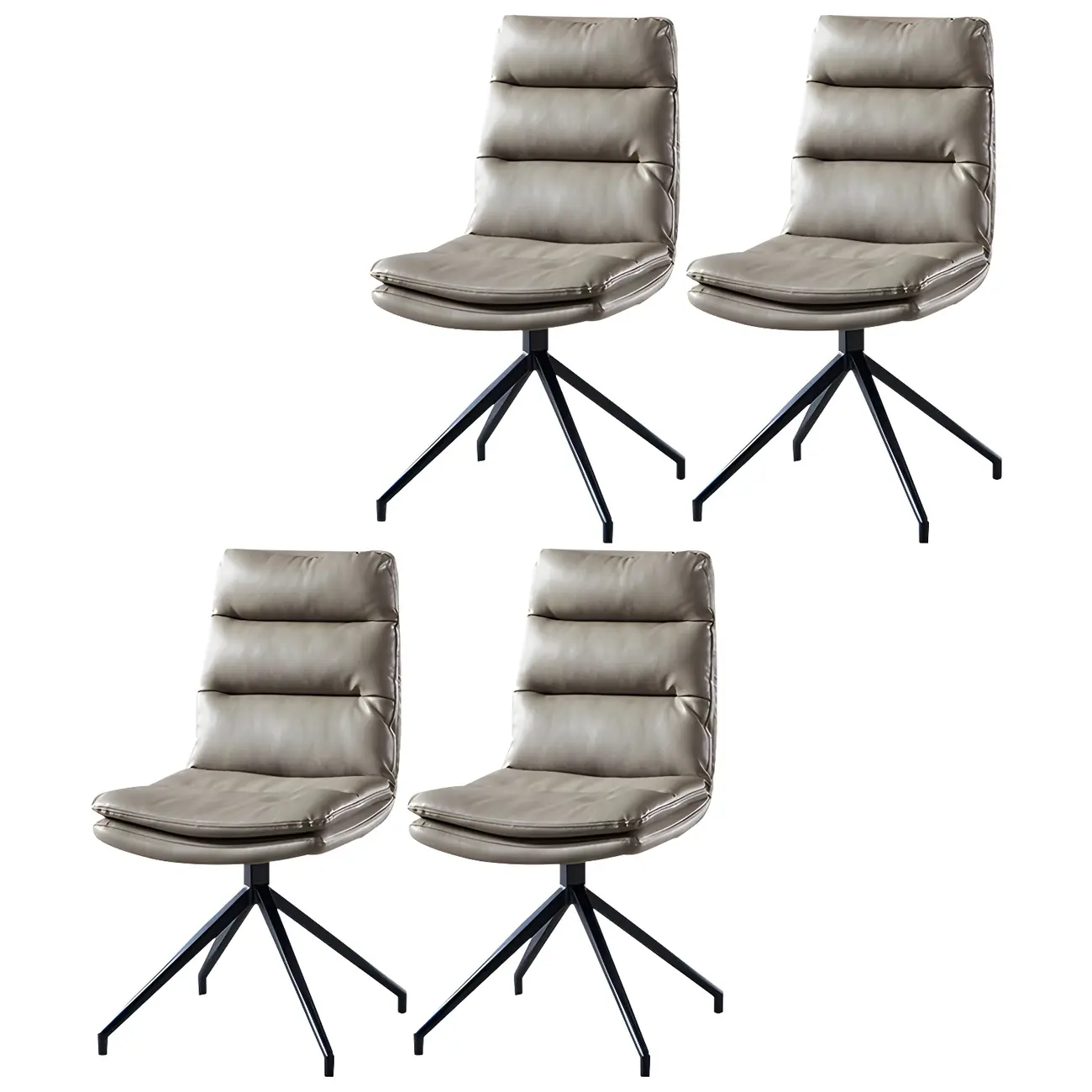 High Back Swivel Faux Leather Armless Dining Chairs Image - 21 | homeyfad