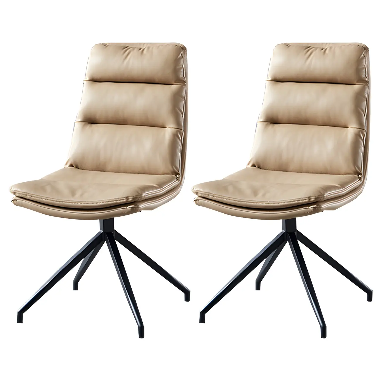 High Back Swivel Faux Leather Armless Dining Chairs Image - 22 | homeyfad