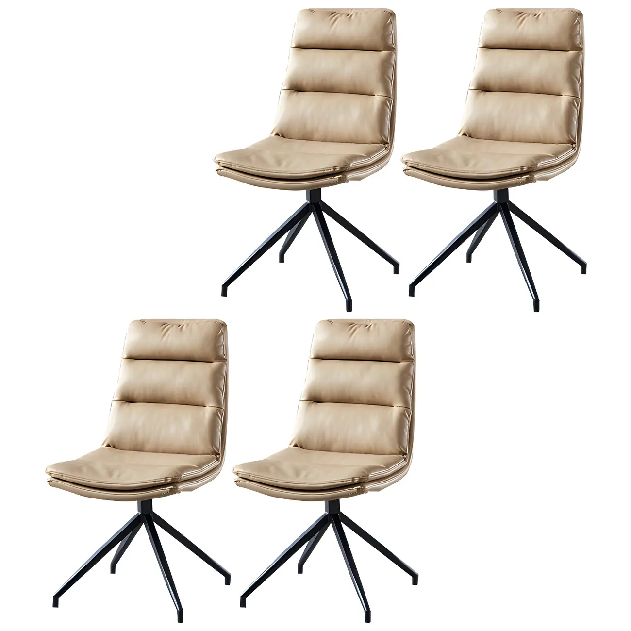 High Back Swivel Faux Leather Armless Dining Chairs Image - 17 | homeyfad