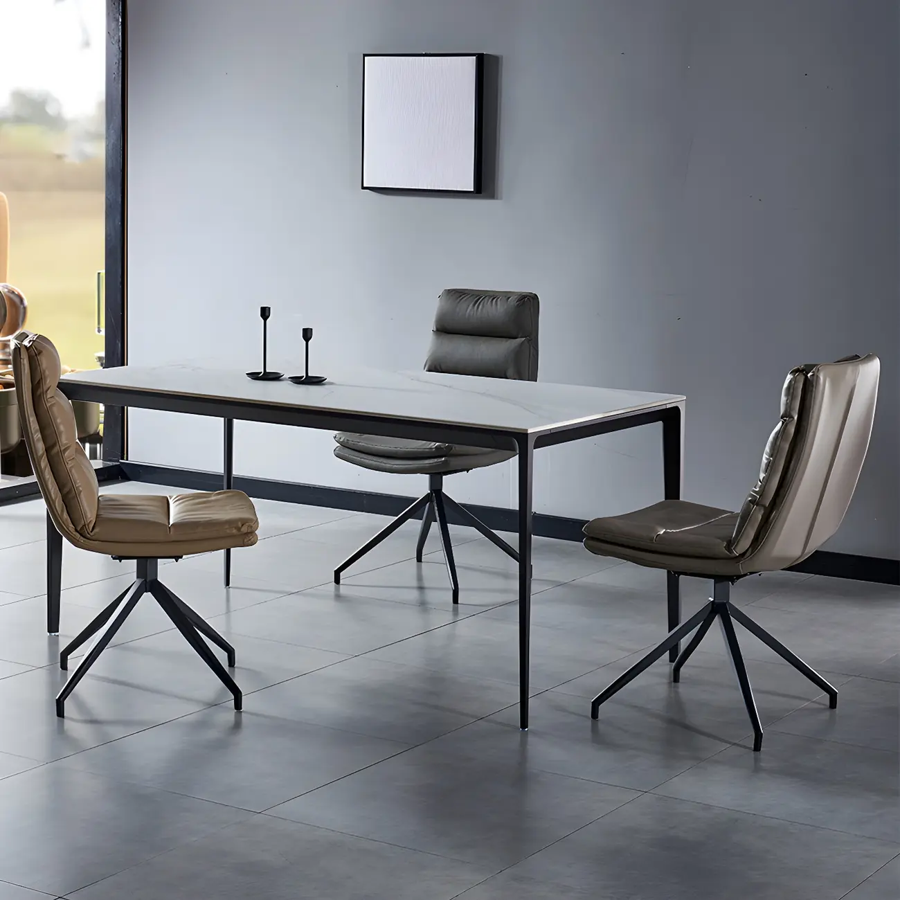 High Back Swivel Faux Leather Armless Dining Chairs Image - 22 | homeyfad