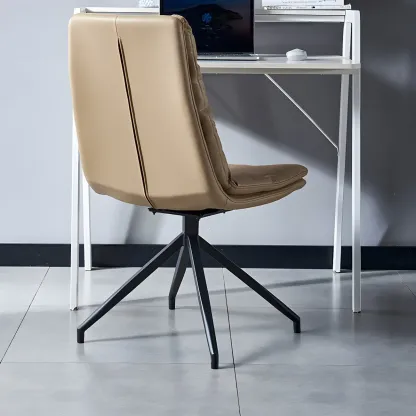 High Back Swivel Faux Leather Armless Dining Chairs Image - 24