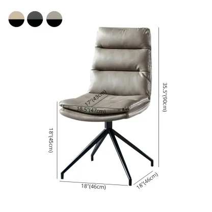 High Back Swivel Faux Leather Armless Dining Chairs #size