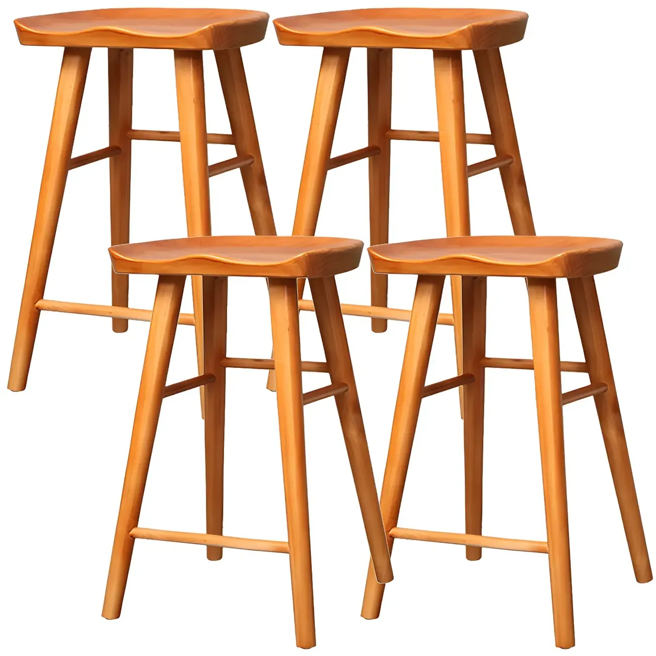 Counter Height Backless Wooden Industrial Bar Stools Image - 2