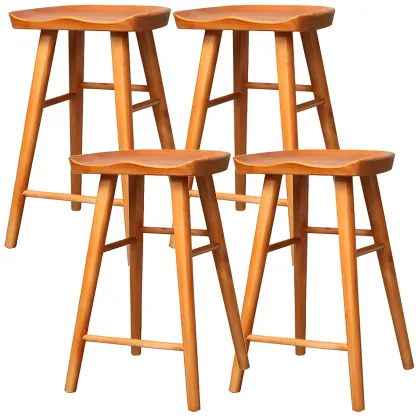 Counter Height Backless Wooden Industrial Bar Stools Image - 2
