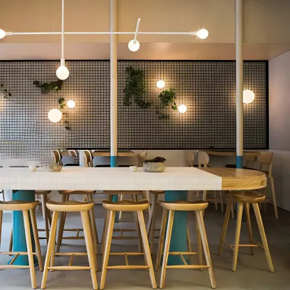 Counter Height Backless Wooden Industrial Bar Stools Image - 3