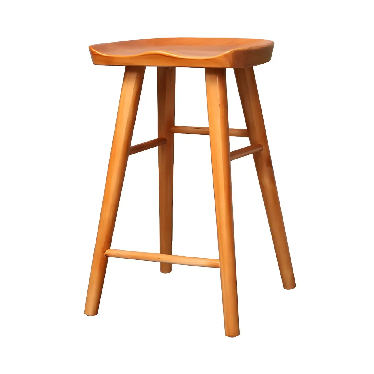 Counter Height Backless Wooden Industrial Bar Stools Image - 4