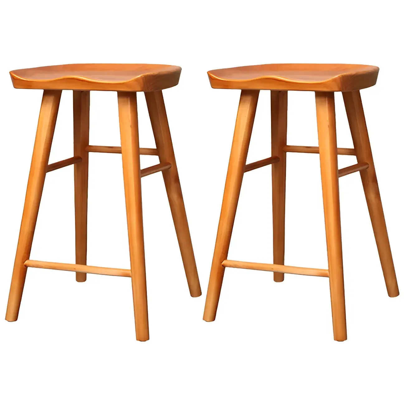Counter Height Backless Wooden Industrial Bar Stools Image - 5