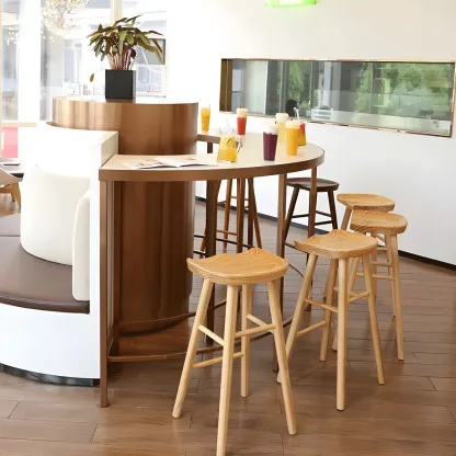 Counter Height Backless Wooden Industrial Bar Stools Image - 7