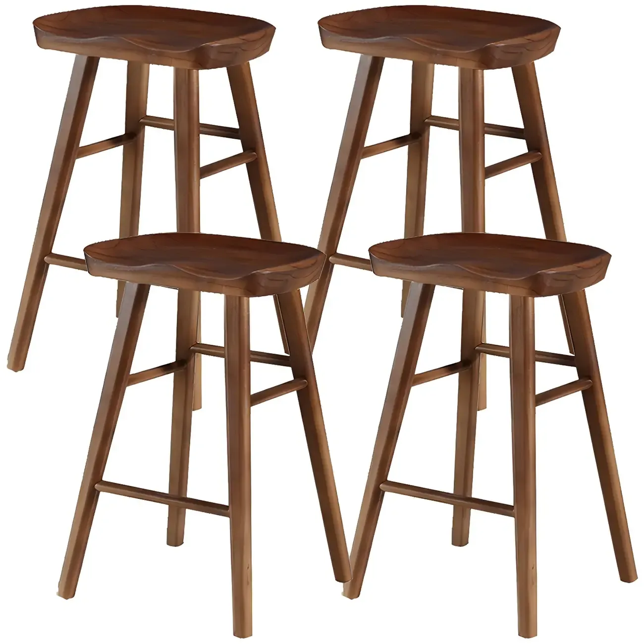 Counter Height Backless Wooden Industrial Bar Stools Image - 8