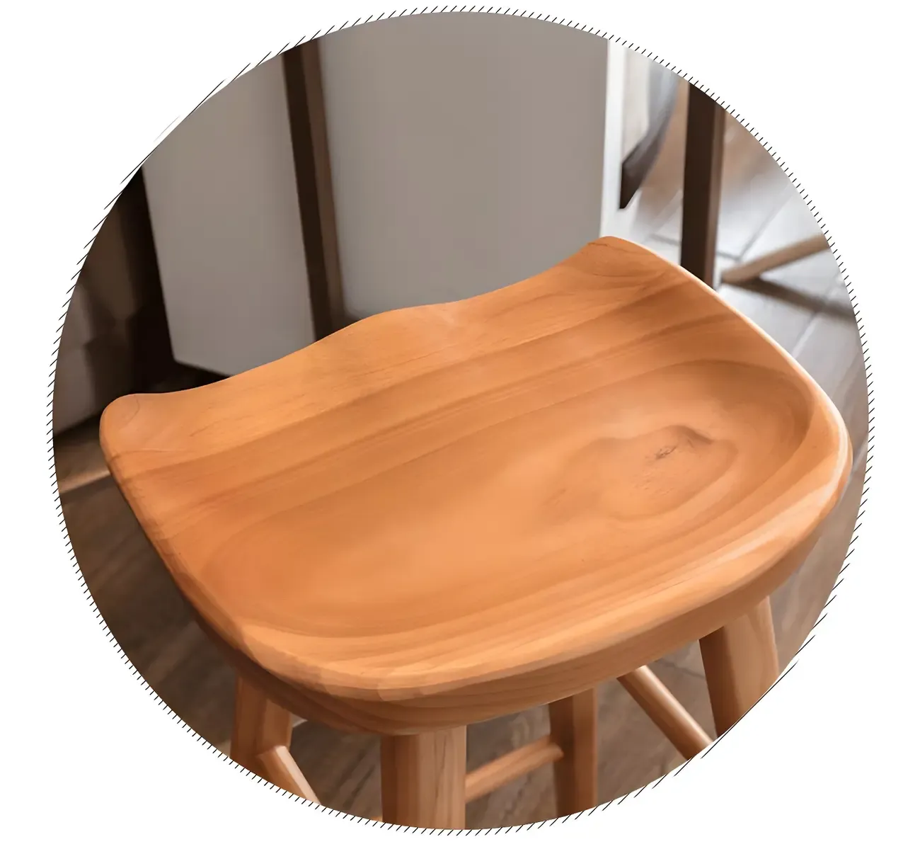 Counter Height Backless Wooden Industrial Bar Stools Image - 12