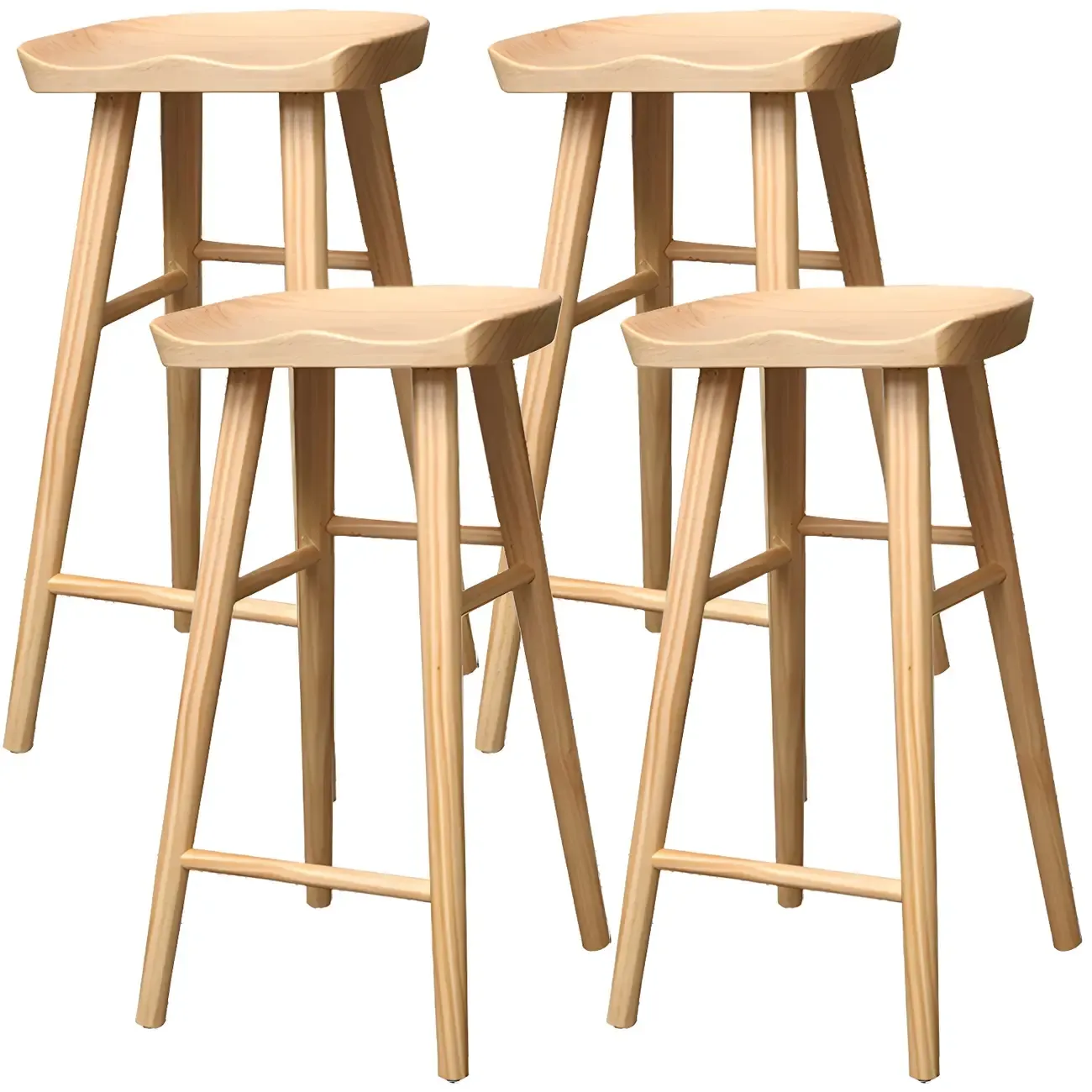 Counter Height Backless Wooden Industrial Bar Stools Image - 13