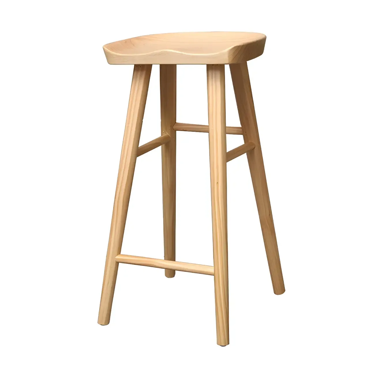 Counter Height Backless Wooden Industrial Bar Stools Image - 15