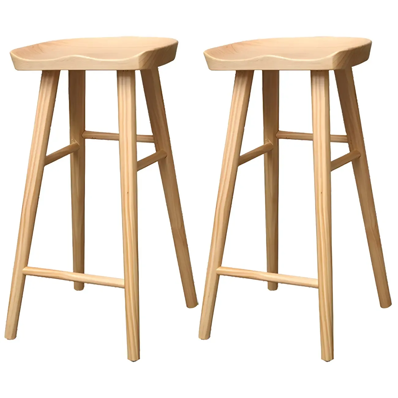 Counter Height Backless Wooden Industrial Bar Stools Image - 17
