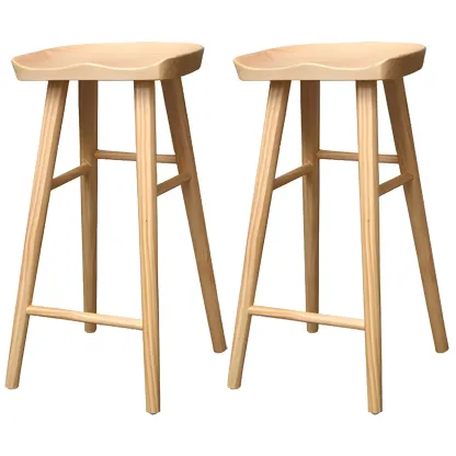 Counter Height Backless Wooden Industrial Bar Stools Image - 17