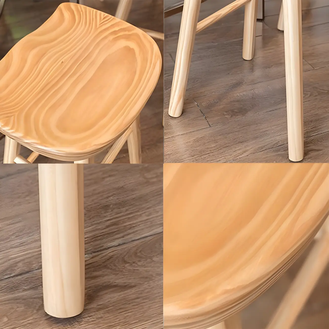 Counter Height Backless Wooden Industrial Bar Stools Image - 18 | homeyfad