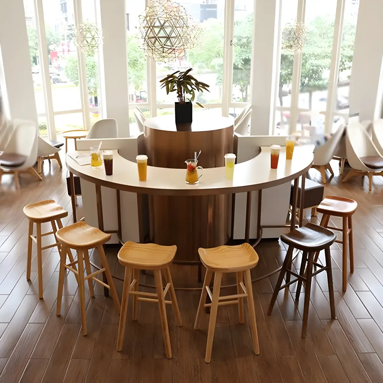 Counter Height Backless Wooden Industrial Bar Stools Image - 19