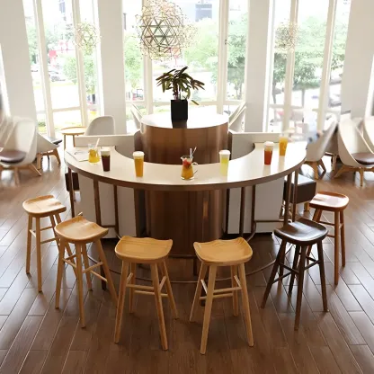 Counter Height Backless Wooden Industrial Bar Stools Image - 19