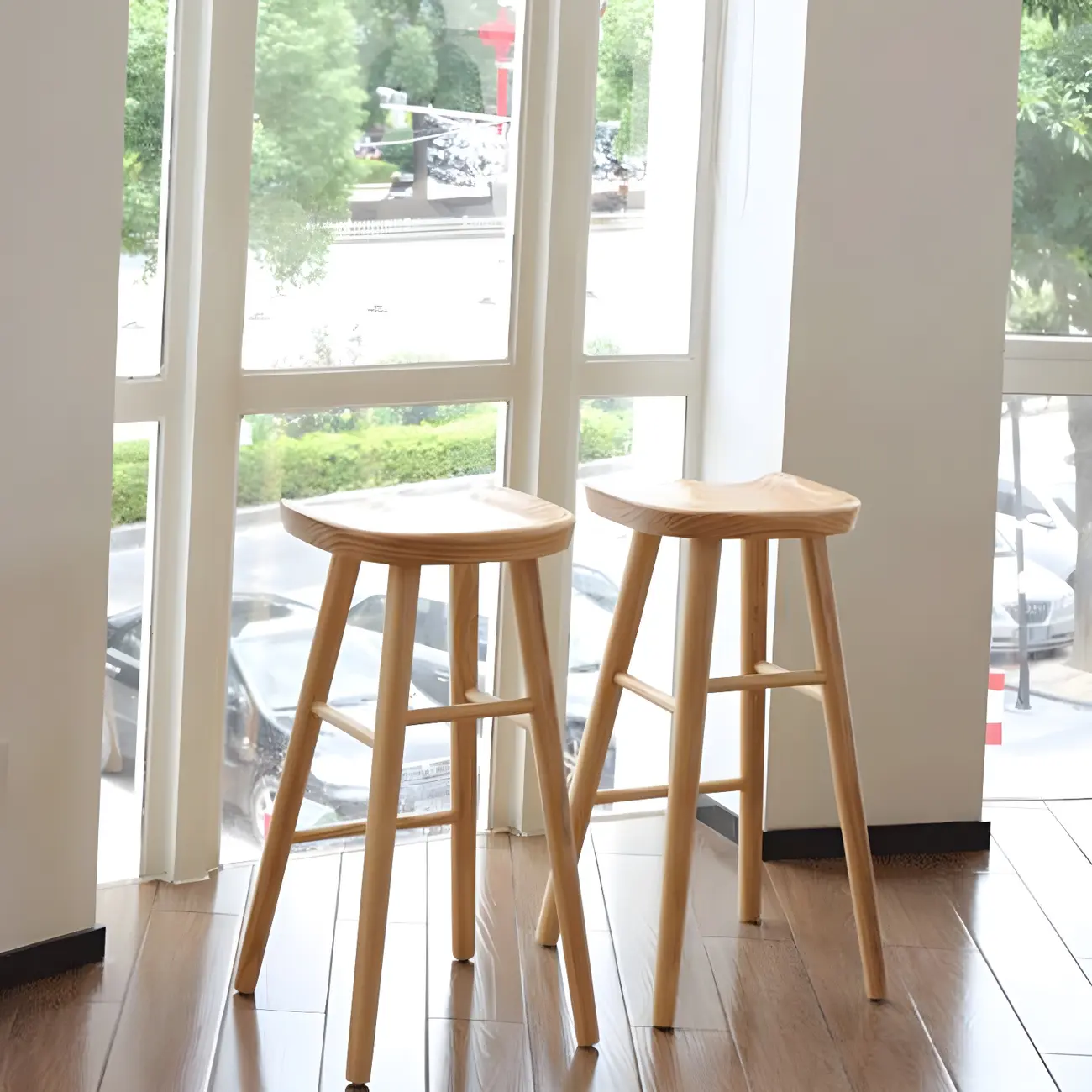 Counter Height Backless Wooden Industrial Bar Stools Image - 20 | homeyfad