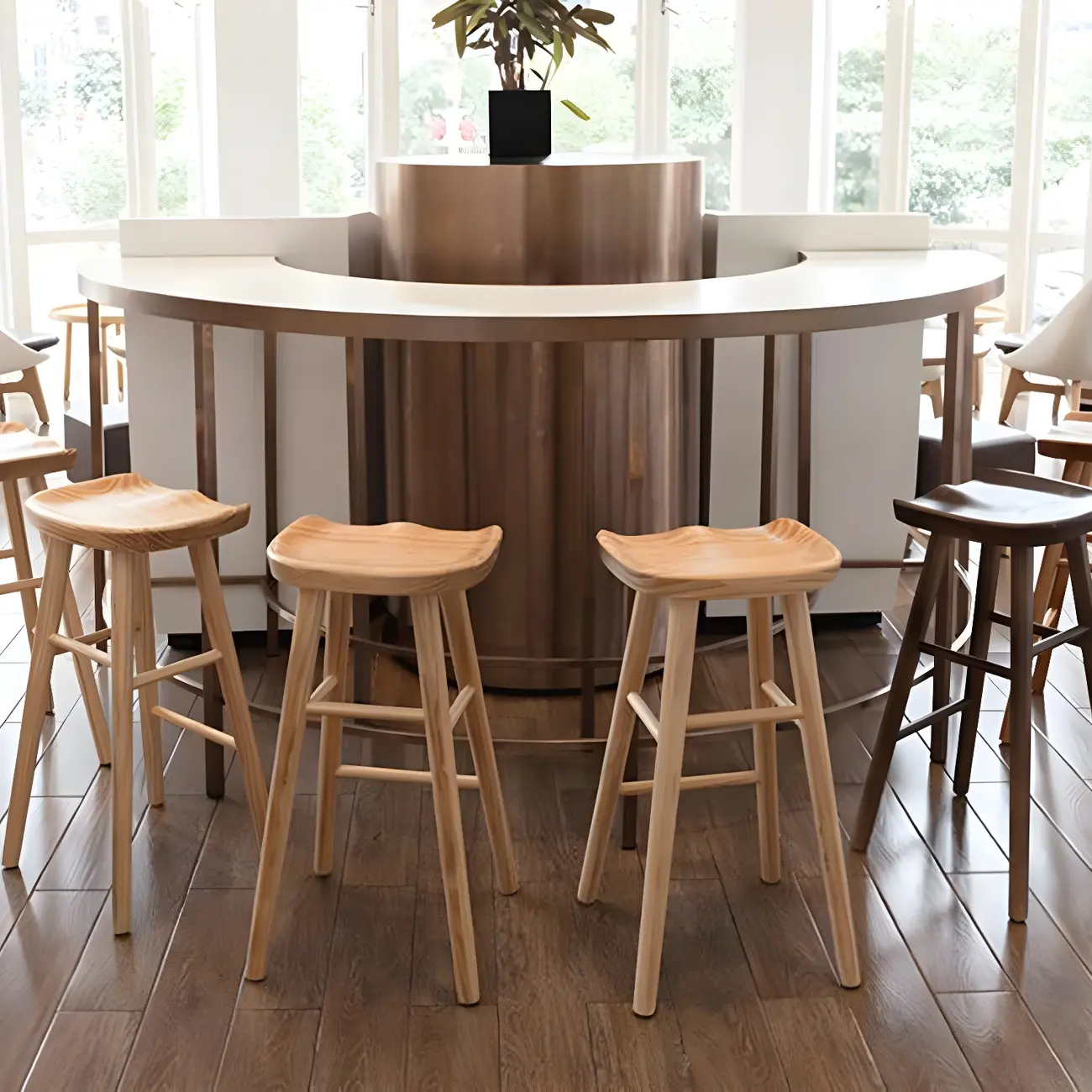 Counter Height Backless Wooden Industrial Bar Stools Image - 22 | homeyfad