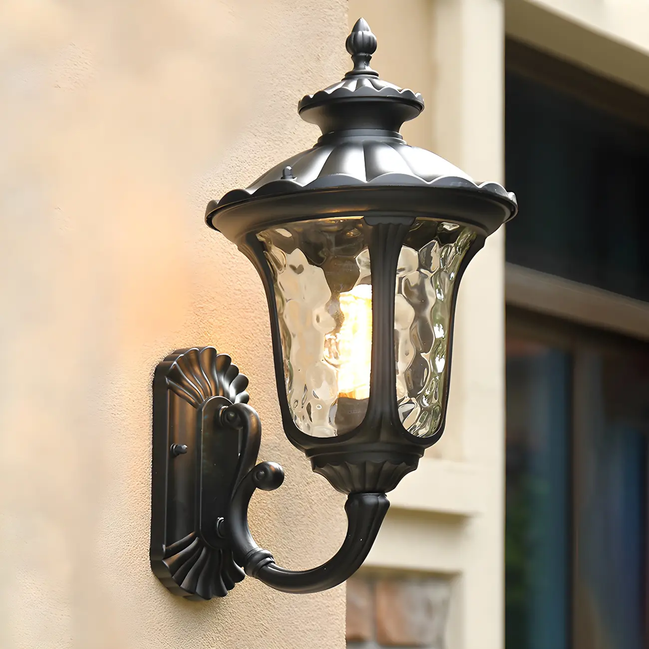 Antique Black Metal Glass Outdoor Wall Lantern Sconce Image - 1 | homeyfad