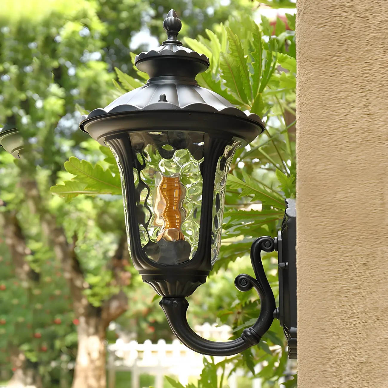 Antique Black Metal Glass Outdoor Wall Lantern Sconce Image - 3 | homeyfad