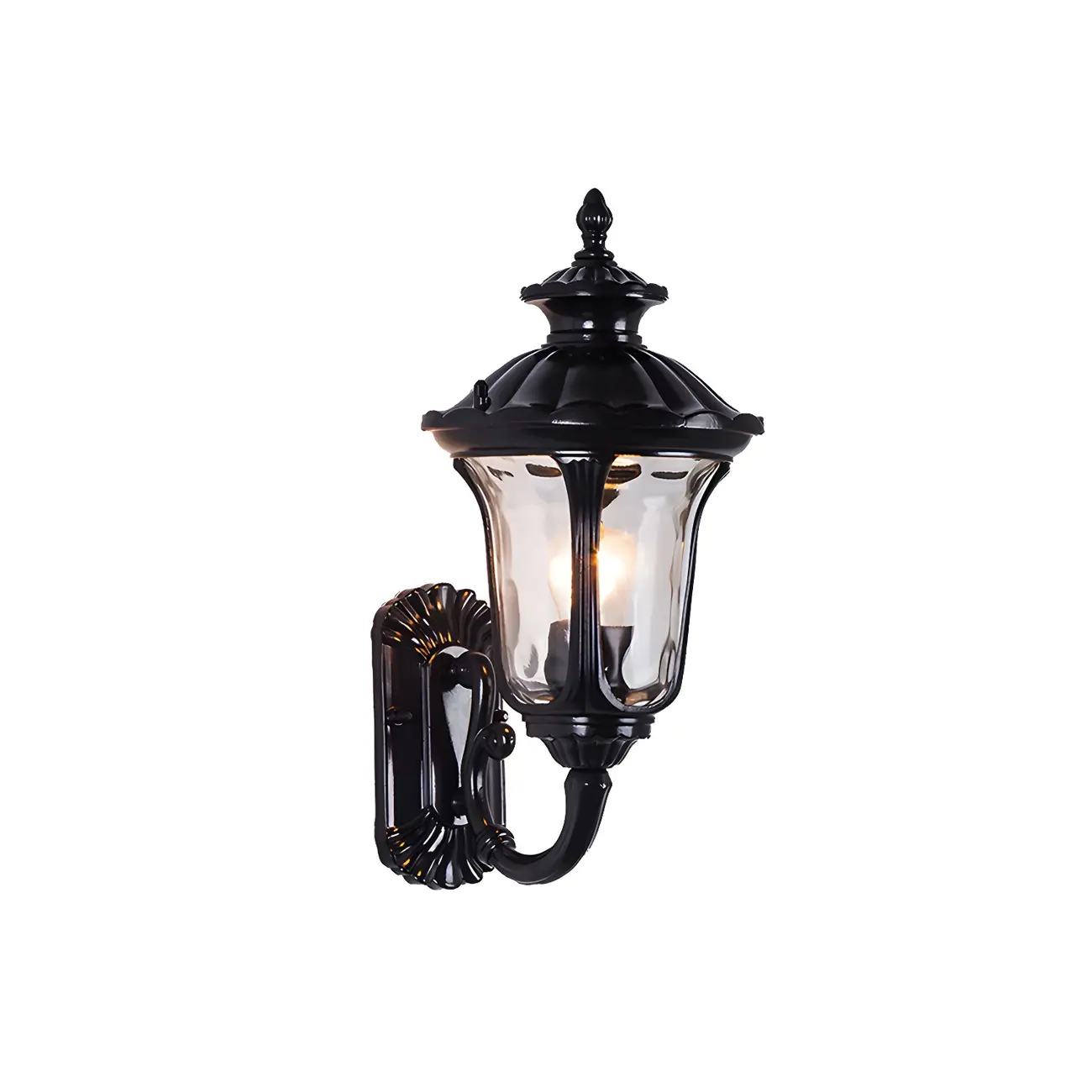 Antique Black Metal Glass Outdoor Wall Lantern Sconce Image - 5 | homeyfad