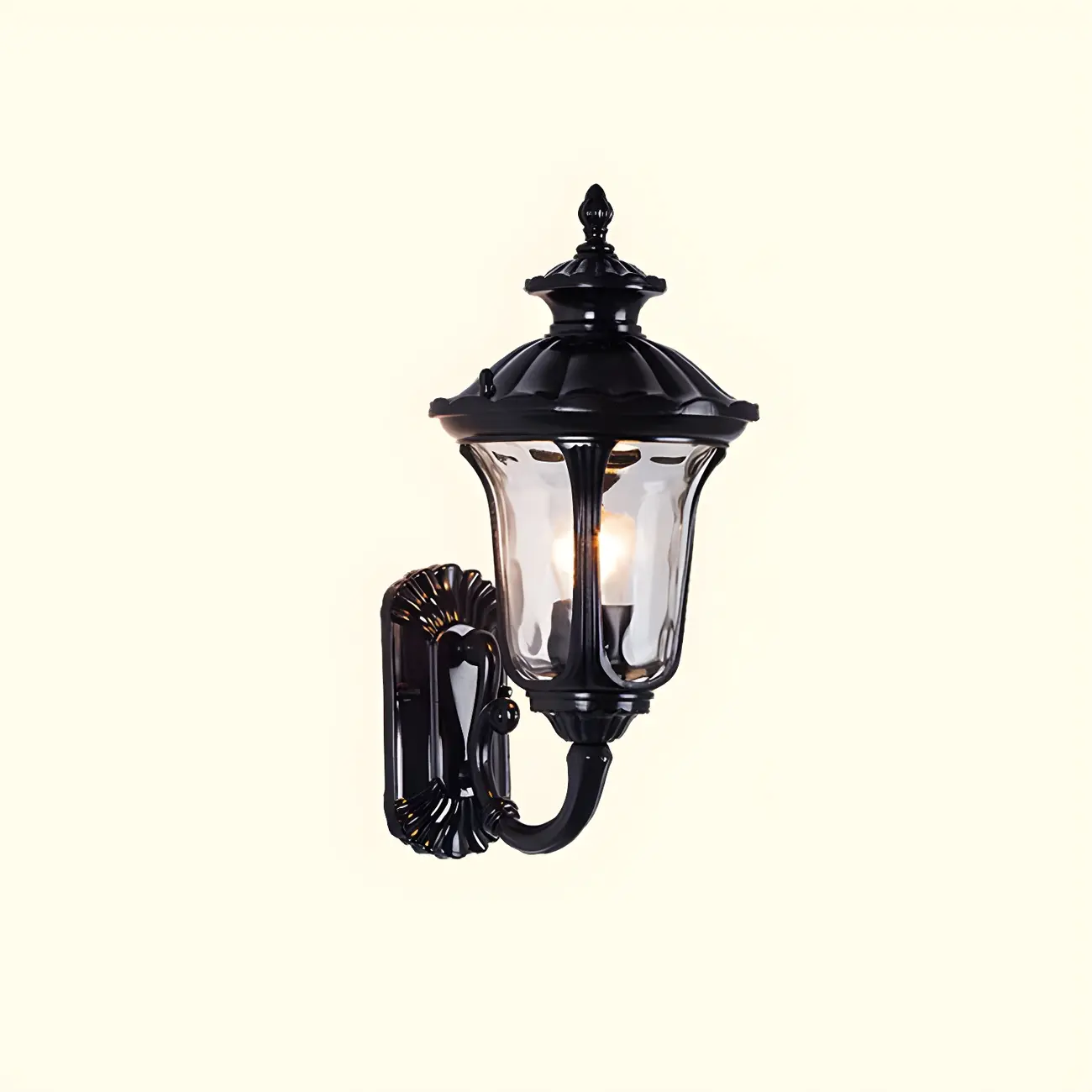 Antique Black Metal Glass Outdoor Wall Lantern Sconce Image - 7 | homeyfad