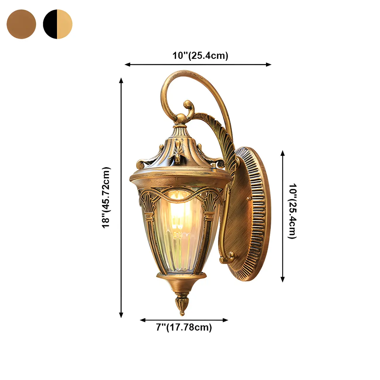 Waterproof Vintage Outdoor Bronze Wall Lantern Sconce  #size | homeyfad