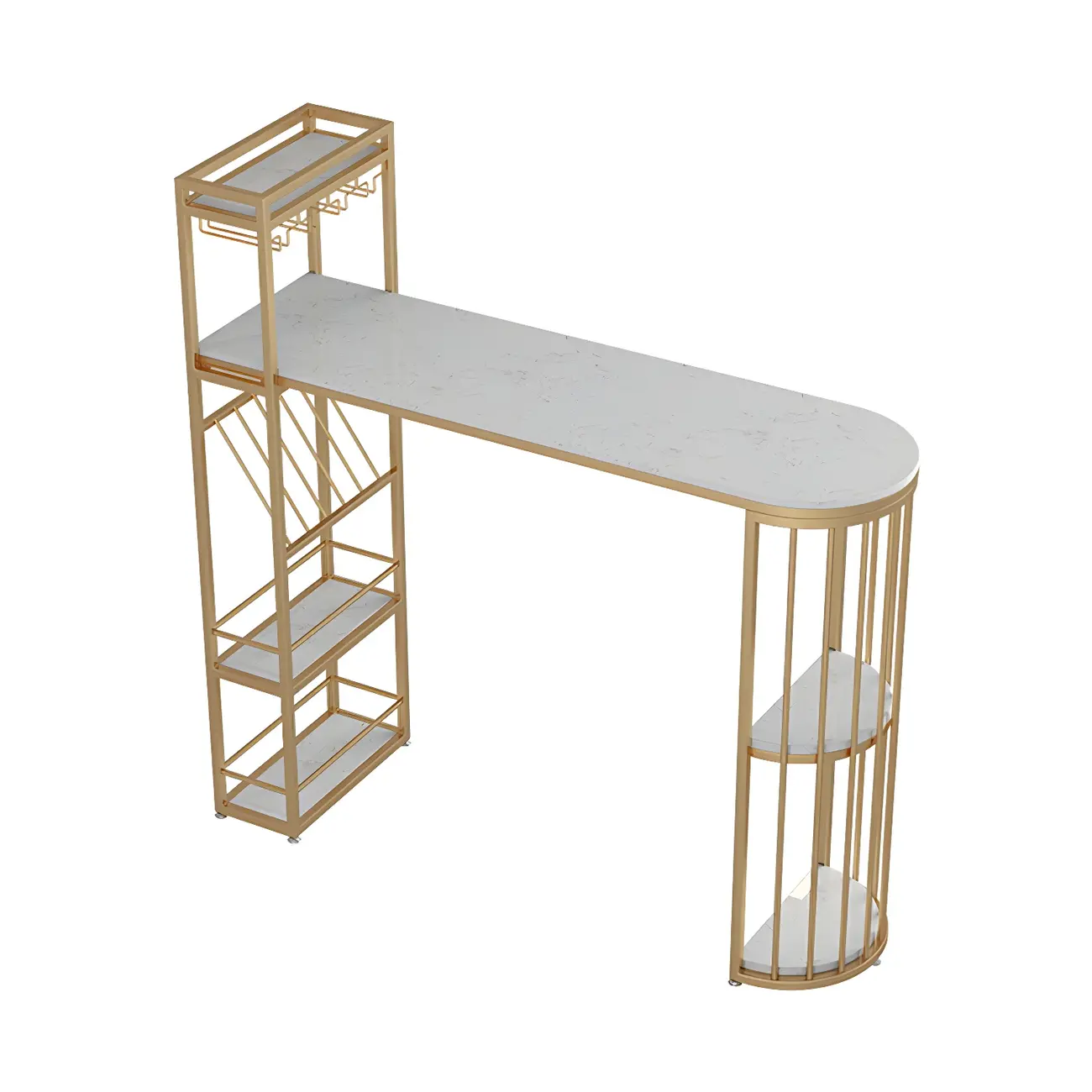 Glam Gold Faux Marble Iron Wine Holder Bar Tables Image - 5 | homeyfad