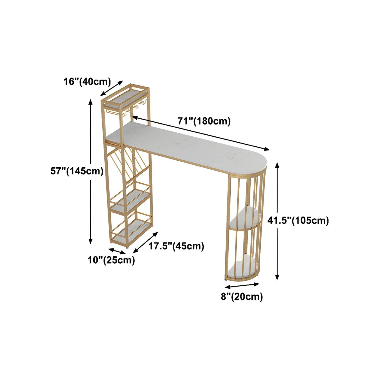 Glam Gold Faux Marble Iron Wine Holder Bar Tables Image - 15 | homeyfad