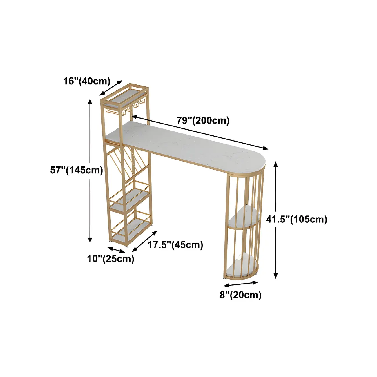 Glam Gold Faux Marble Iron Wine Holder Bar Tables Image - 17 | homeyfad
