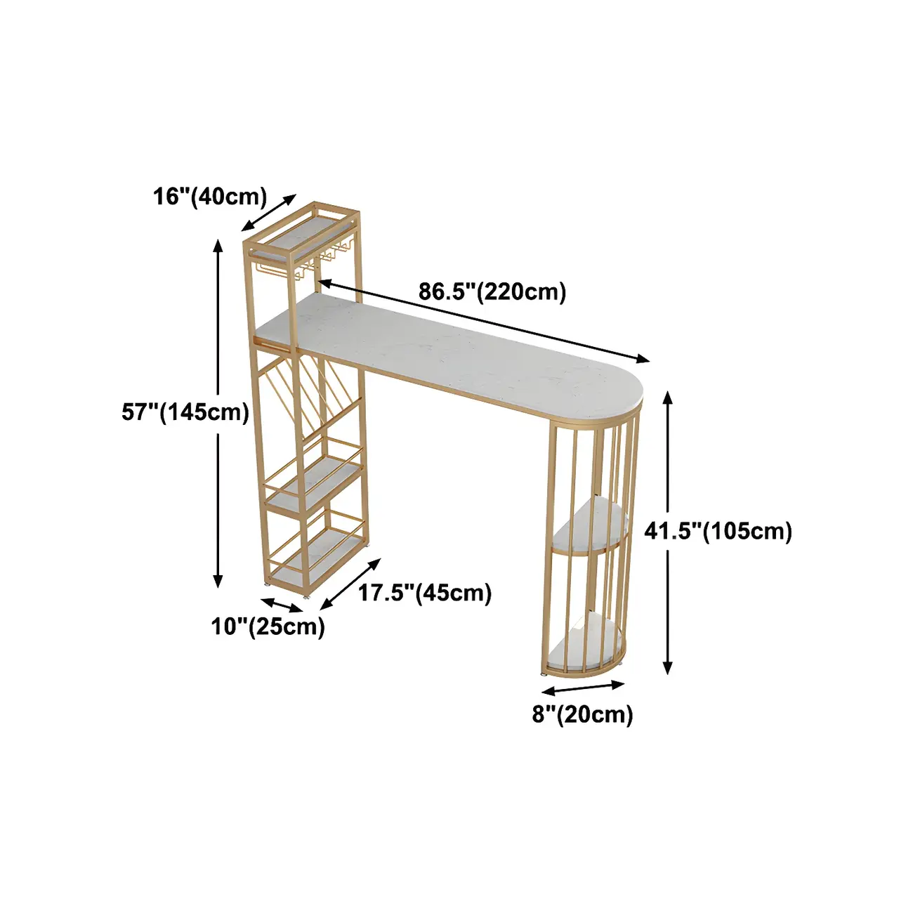 Glam Gold Faux Marble Iron Wine Holder Bar Tables Image - 19 | homeyfad
