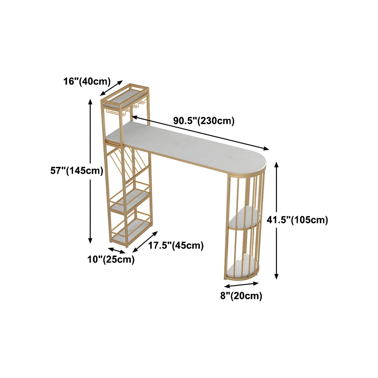 Glam Gold Faux Marble Iron Wine Holder Bar Tables Image - 22 | homeyfad