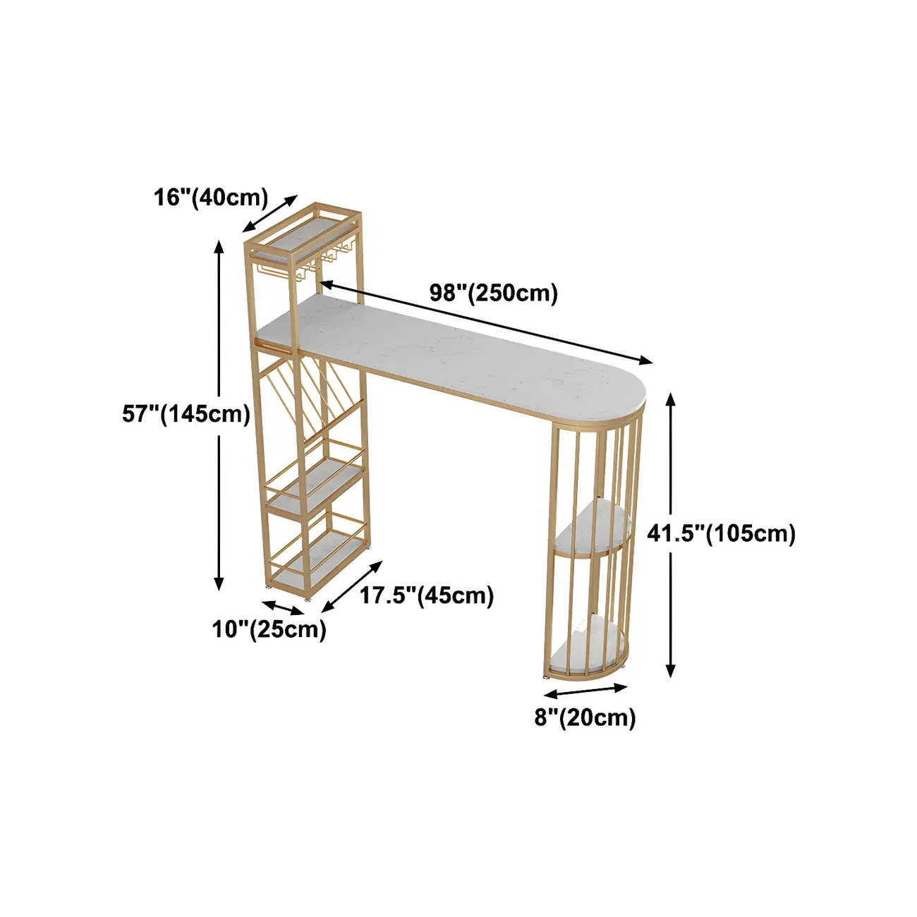 Glam Gold Faux Marble Iron Wine Holder Bar Tables Image - 23 | homeyfad