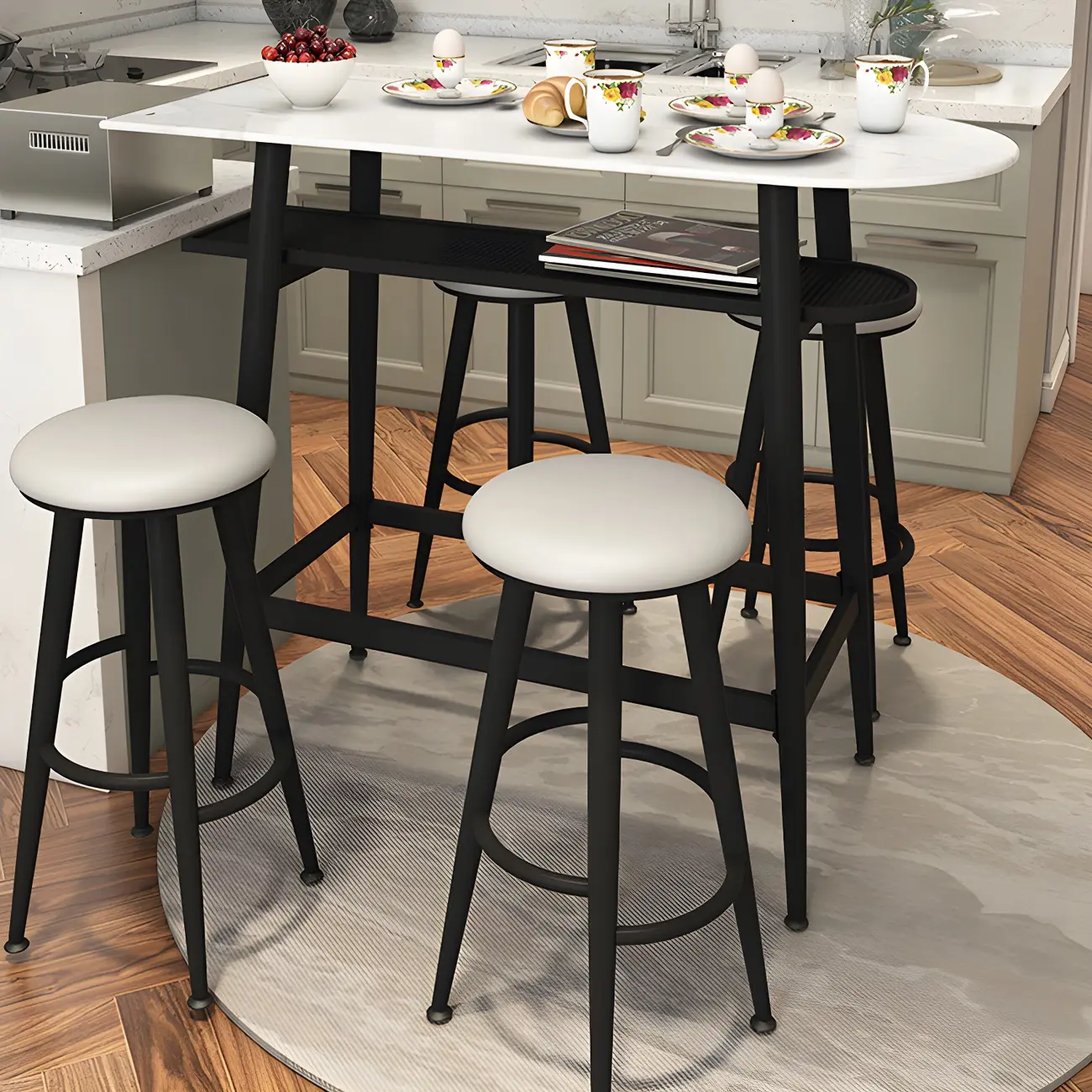 Glam Stone Iron Free Form Gold Bar Table for Bistro Image - 2 | homeyfad