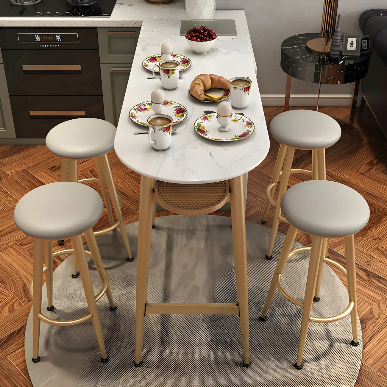 Glam Stone Iron Free Form Gold Bar Table for Bistro Image - 5 | homeyfad