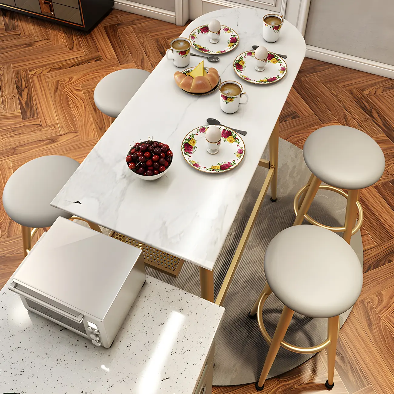 Glam Stone Iron Free Form Gold Bar Table for Bistro Image - 6 | homeyfad