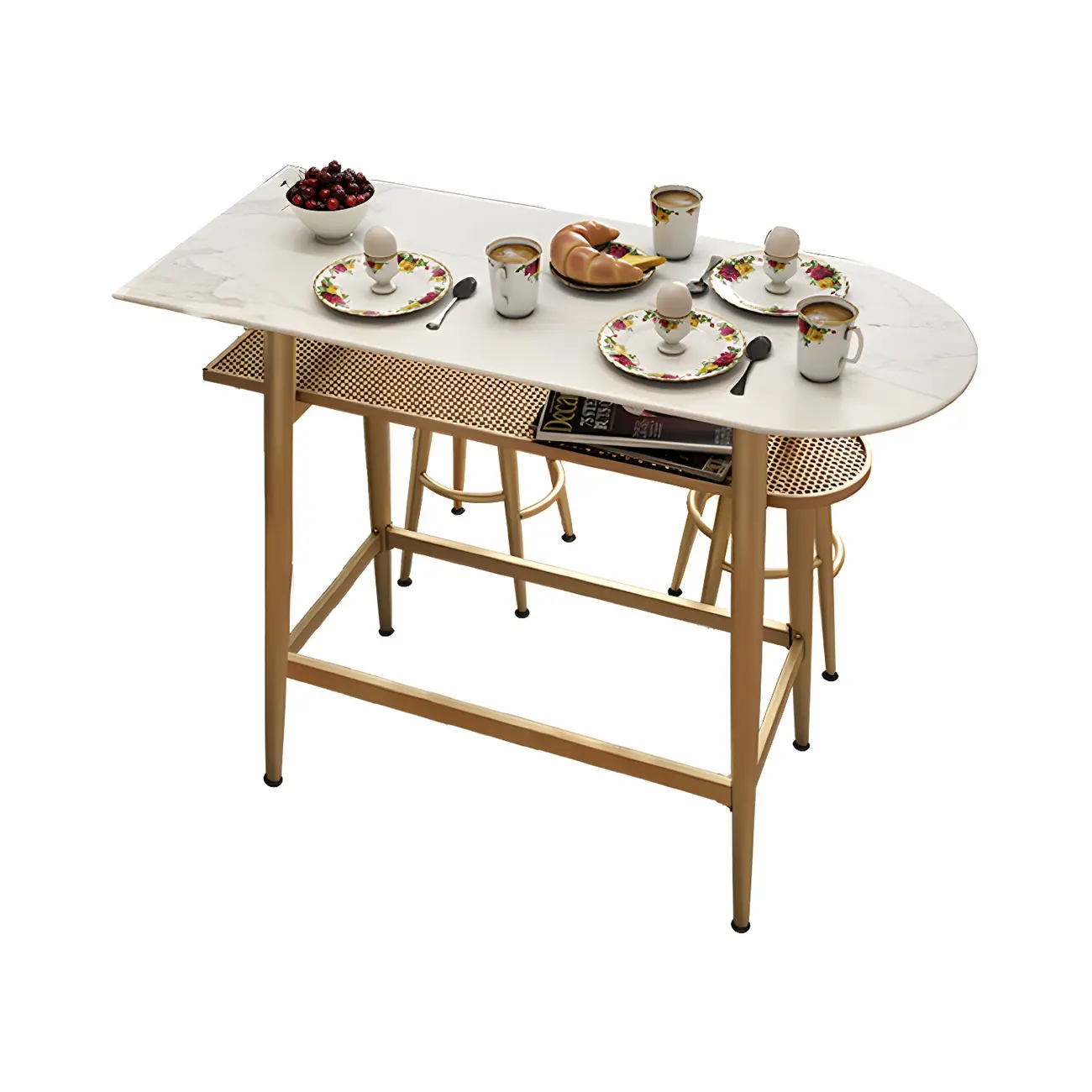 Glam Stone Iron Free Form Gold Bar Table for Bistro Image - 12 | homeyfad