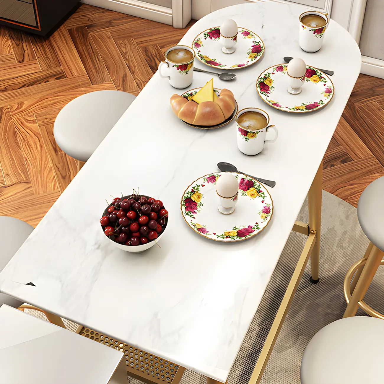 Glam Stone Iron Free Form Gold Bar Table for Bistro Image - 7 | homeyfad