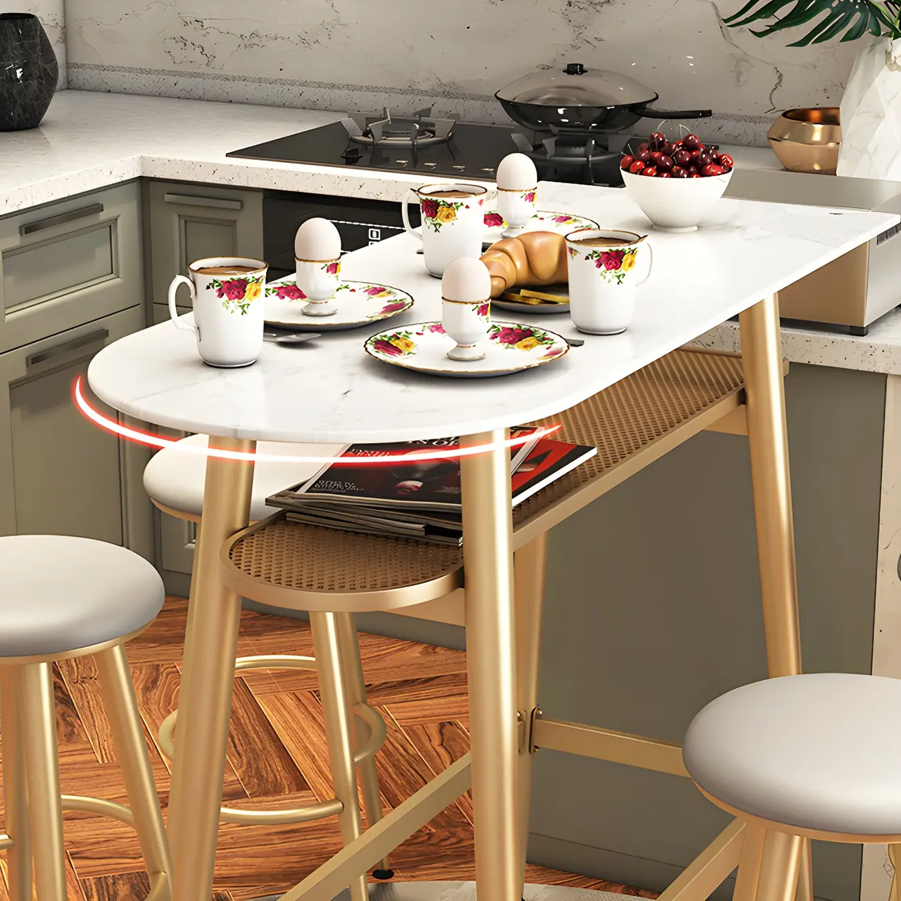 Glam Stone Iron Free Form Gold Bar Table for Bistro Image - 8 | homeyfad