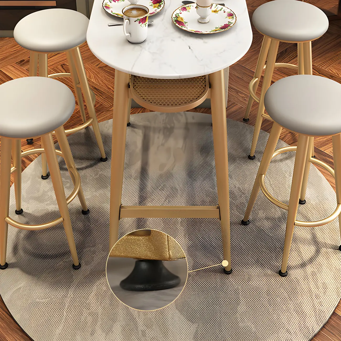 Glam Stone Iron Free Form Gold Bar Table for Bistro Image - 9 | homeyfad