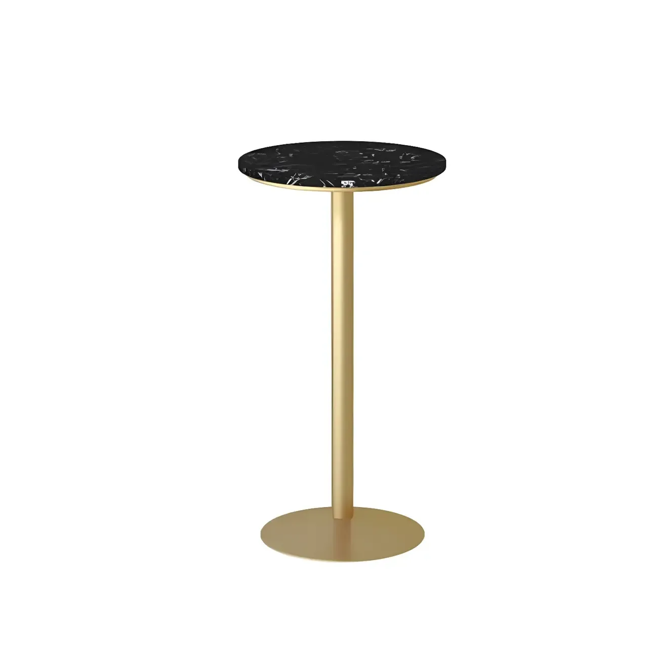 Elegant Nordic Marble Bar Table with Gold Metal Base Image - 2