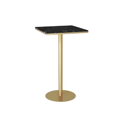 Elegant Nordic Marble Bar Table with Gold Metal Base Image - 5