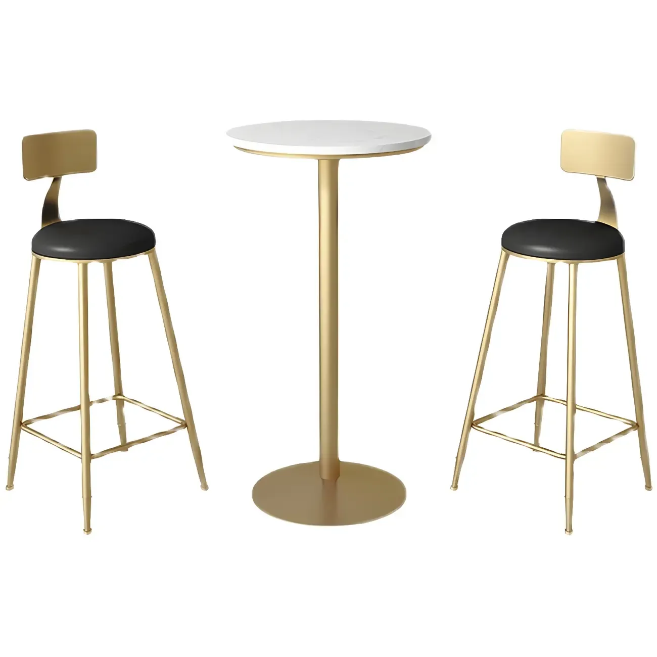 Elegant Nordic Marble Bar Table with Gold Metal Base Image - 9
